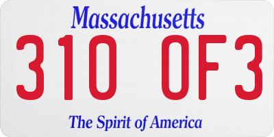MA license plate 310OF3