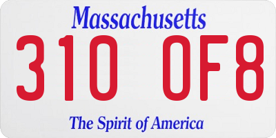 MA license plate 310OF8