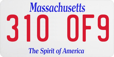 MA license plate 310OF9