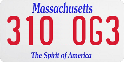 MA license plate 310OG3