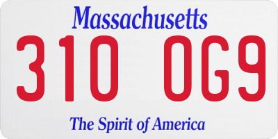 MA license plate 310OG9