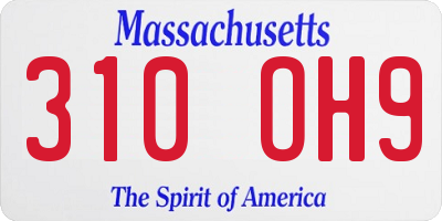 MA license plate 310OH9