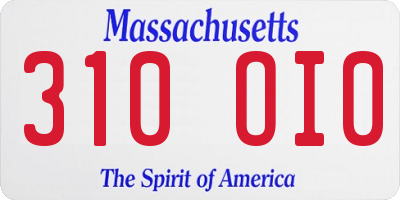 MA license plate 310OI0
