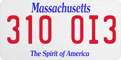 MA license plate 310OI3