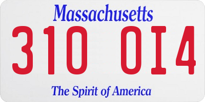 MA license plate 310OI4