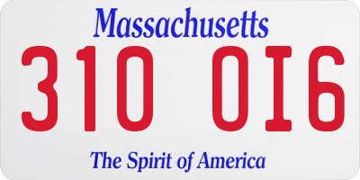 MA license plate 310OI6
