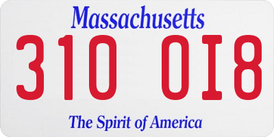 MA license plate 310OI8