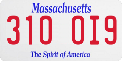 MA license plate 310OI9