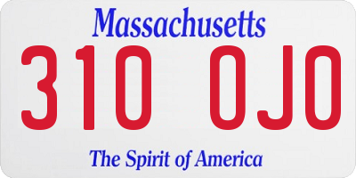 MA license plate 310OJ0