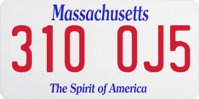 MA license plate 310OJ5