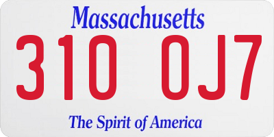 MA license plate 310OJ7