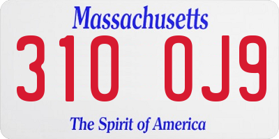 MA license plate 310OJ9