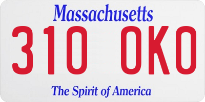 MA license plate 310OK0