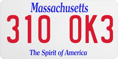 MA license plate 310OK3