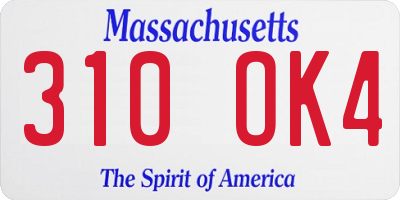 MA license plate 310OK4