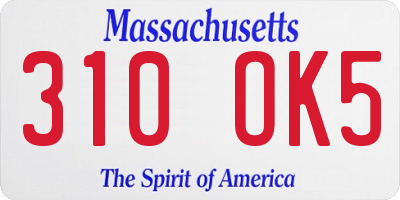 MA license plate 310OK5