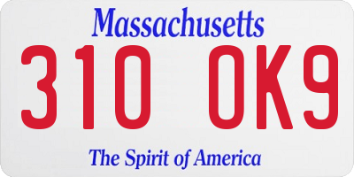 MA license plate 310OK9