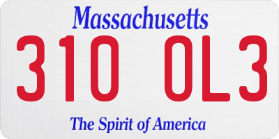 MA license plate 310OL3