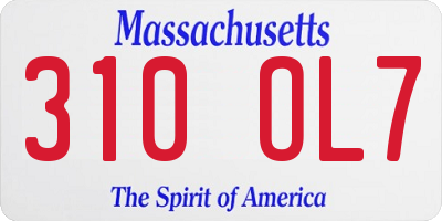 MA license plate 310OL7