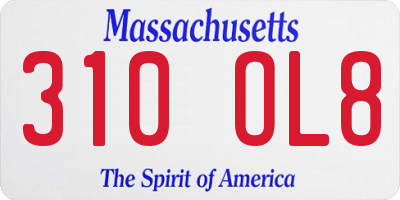 MA license plate 310OL8