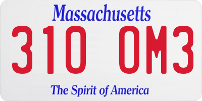 MA license plate 310OM3