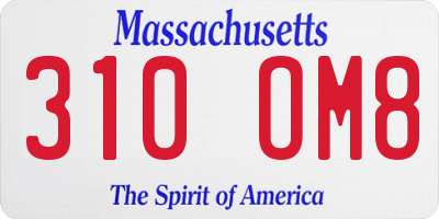 MA license plate 310OM8