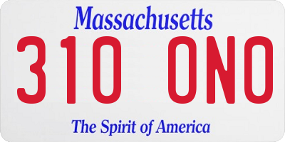 MA license plate 310ON0