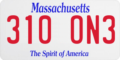MA license plate 310ON3