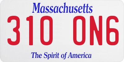 MA license plate 310ON6