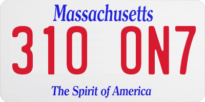 MA license plate 310ON7