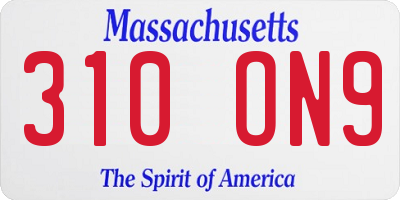 MA license plate 310ON9