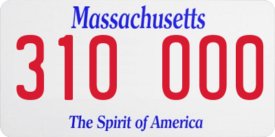 MA license plate 310OO0