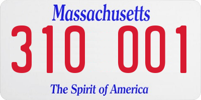 MA license plate 310OO1
