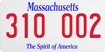 MA license plate 310OO2