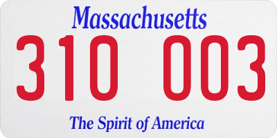 MA license plate 310OO3