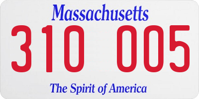 MA license plate 310OO5