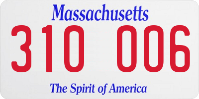 MA license plate 310OO6