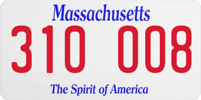 MA license plate 310OO8