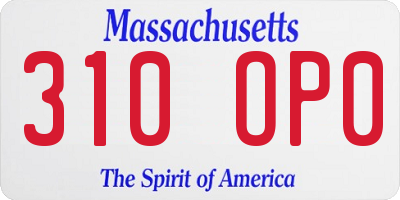 MA license plate 310OP0