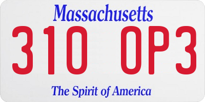 MA license plate 310OP3