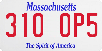 MA license plate 310OP5