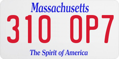 MA license plate 310OP7