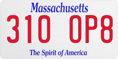 MA license plate 310OP8