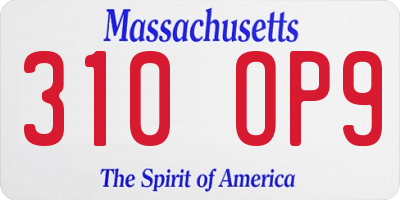 MA license plate 310OP9