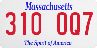 MA license plate 310OQ7