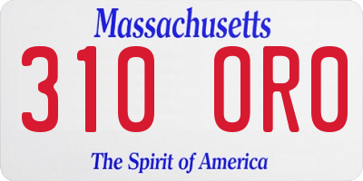 MA license plate 310OR0