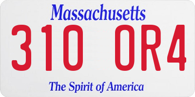 MA license plate 310OR4