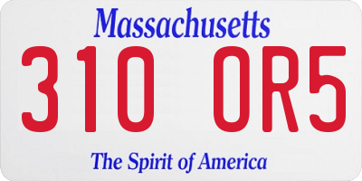 MA license plate 310OR5