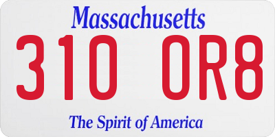 MA license plate 310OR8
