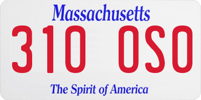 MA license plate 310OS0